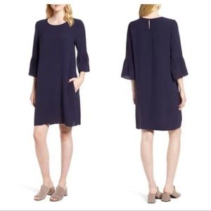Eileen Fisher 100% Silk 3/4 bell sleeve shift dress▪️size M